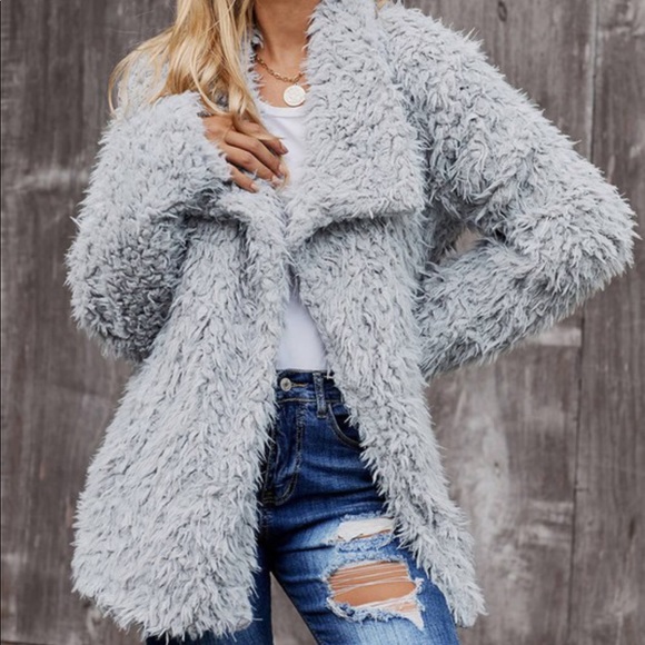 boutique Jackets & Blazers - 1 medium left! ✨ Gray fuzzy coat!